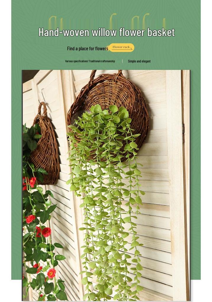 Handmade Willow Woven Wall Hanging Flower Basket Pot