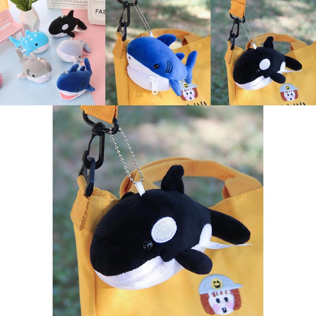 Cute Shark Blue Whale Orcinus Orca Plush Doll Pendant Wallet For Kids Gift And Accessories