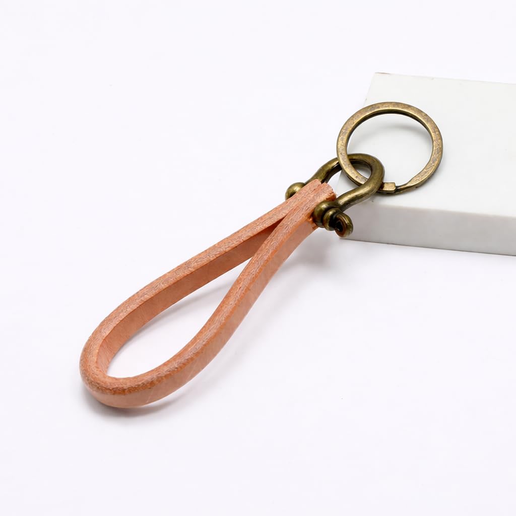 Keychain for Men and Genuine Vintage Horseshoe Key Car Key Portable [Rockyu] Women, Leather, Cowhide, Brass-Look, Shape, Simple, Handmade, Holder,