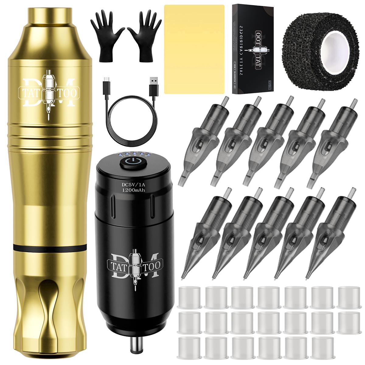 

DM Tattoo Machine Kit Professional Rotary Tattoo Machine with RCA Interface Tattoo Power Needles Ink Cup for Tattoo Beginner