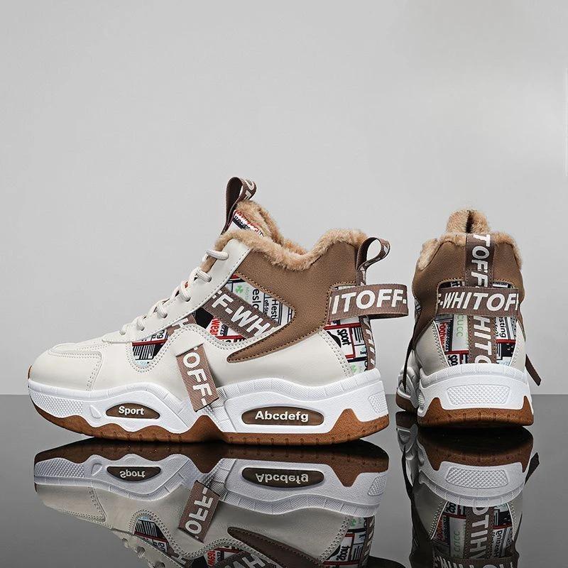 Neformální pánské zimní tenisky šněrovací outdoorové turistické luxusní voděodolné bavlněné boty fleecové módní výprodej pánské sněhové sportovní boty