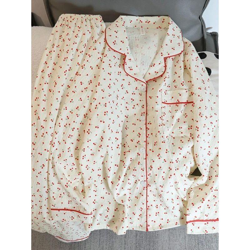 

Collar Elastic Waist Thin Home Suit Cover Lapel Elastic Waist Homewear Set 826Blue stripes L(L)