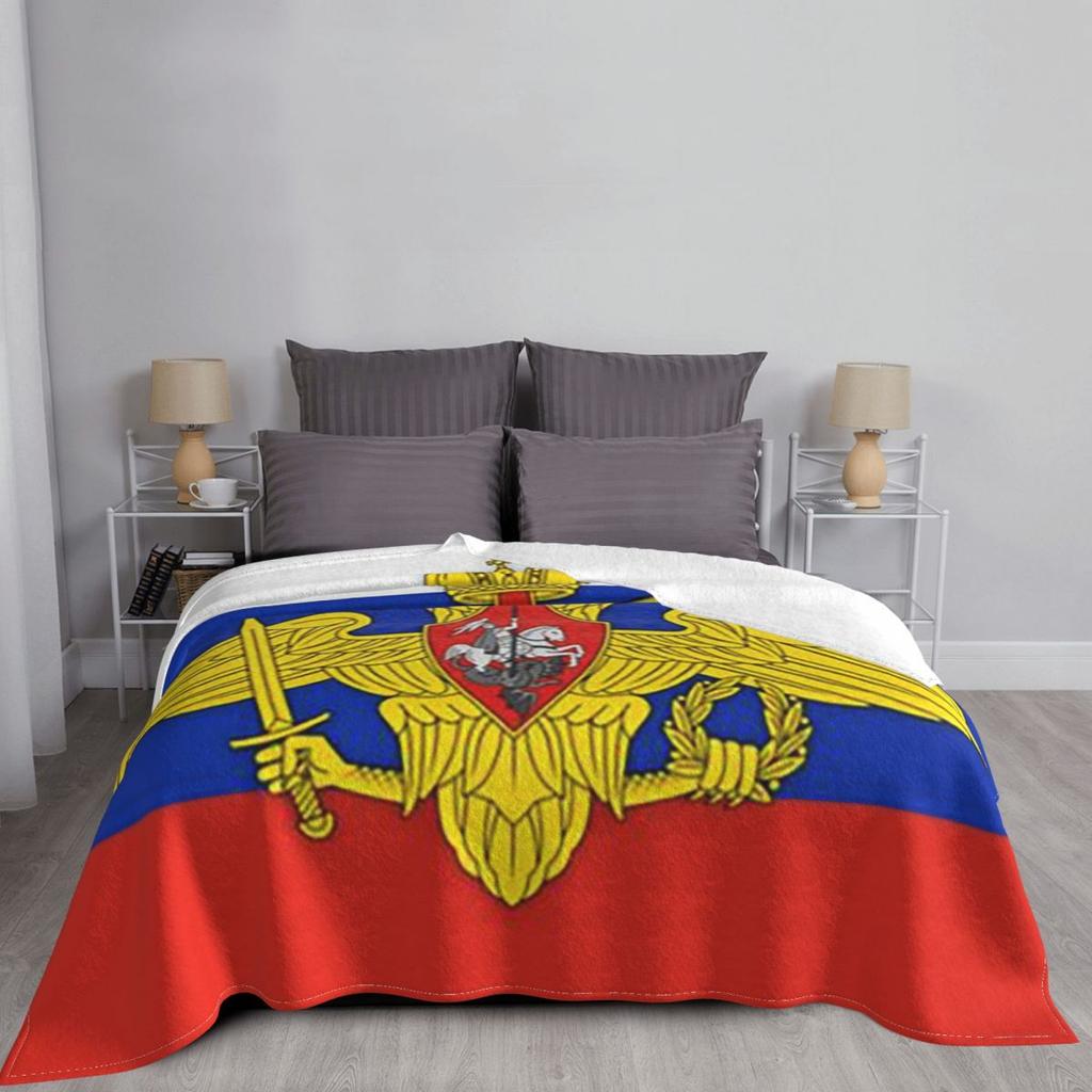 Coat Of Arms Of Russia Russian Flag Blankets Soft Warm Flannel Throw Blanket Bedding for Bed Living Room Picnic Travel Home Sofa