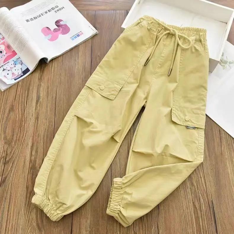 Autumn Clothes Fashionable Kids Cargo Joggers Elastic Ankle Pants Casual Trousers Light Breathable SpringTrendy Outfit