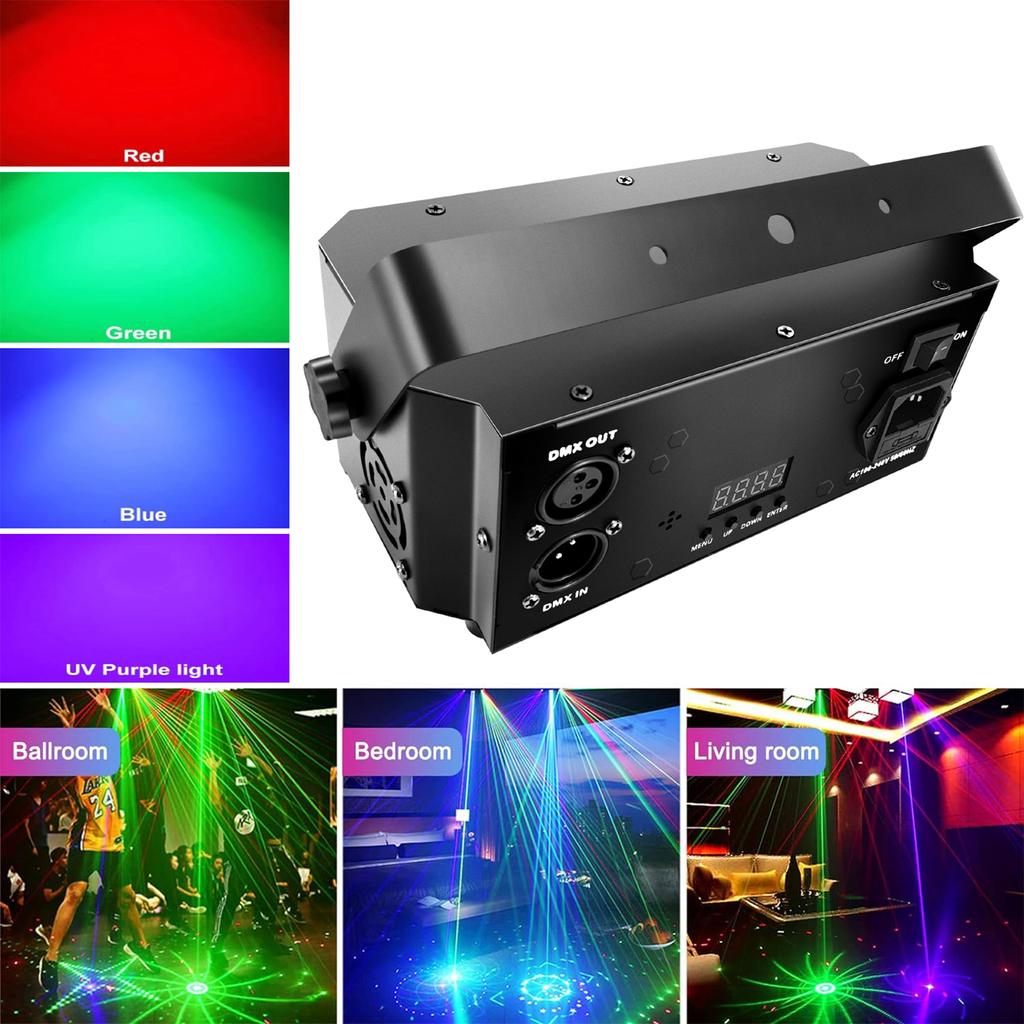 21 Augen DJ Party Stroboskoplicht RGB DJ Disco DMX 512 Sprachaktivierter Projektor mit Fernbedienung