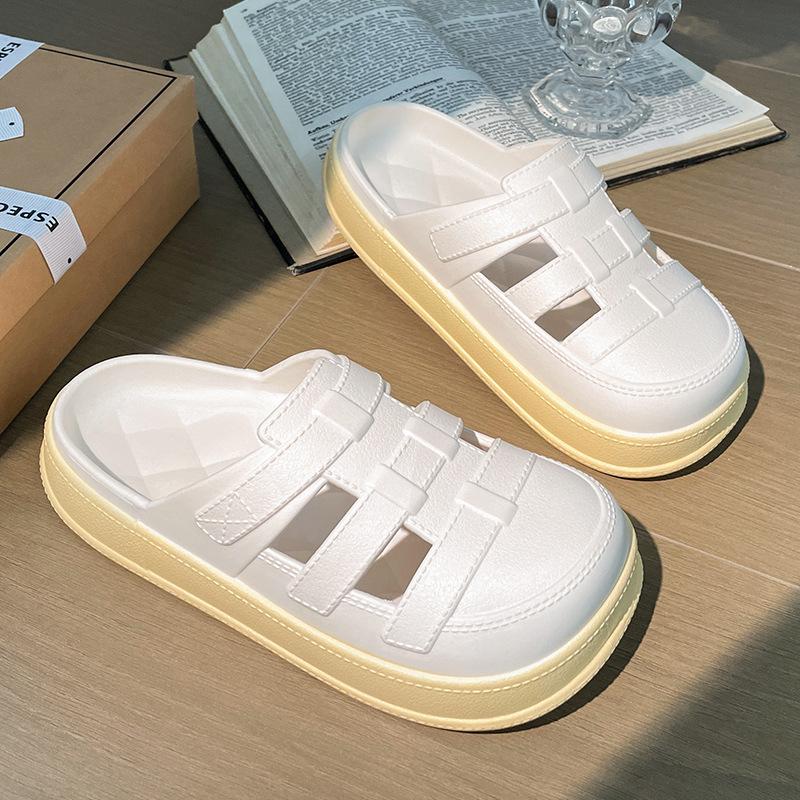 thick-soled hole shoes for women, soft-soled non-slip for outer wear, new beach buns, semi-cool slippers for women in summer