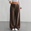 High Waisted Corduroy Wide Leg Pants with Pockets