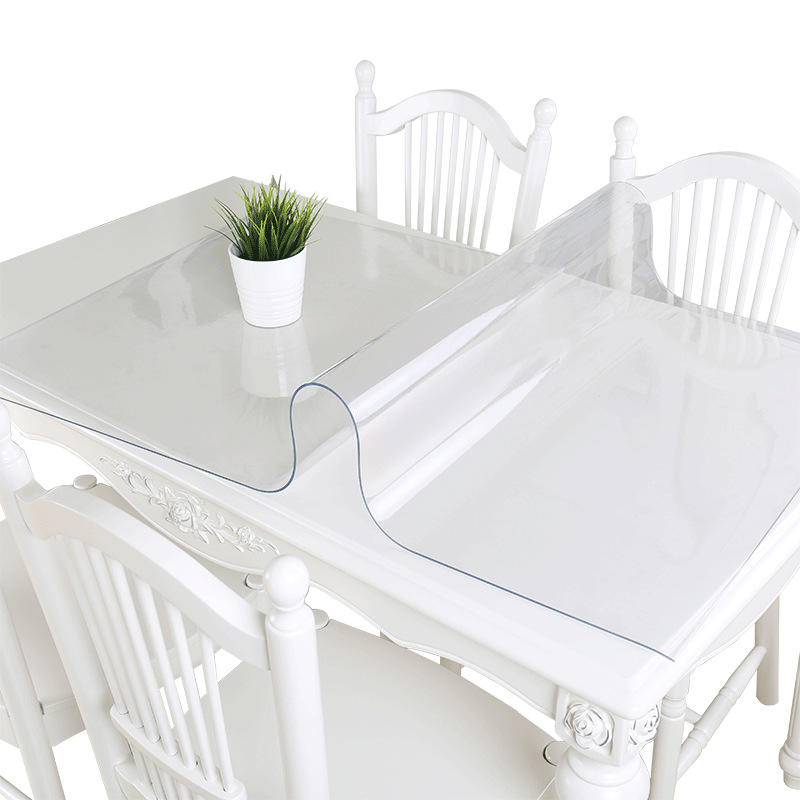 Rectangular Transparent Transparent Flexible Glass Countertop Waterproof Oil Resistant Office Kitchen Table | Tableware