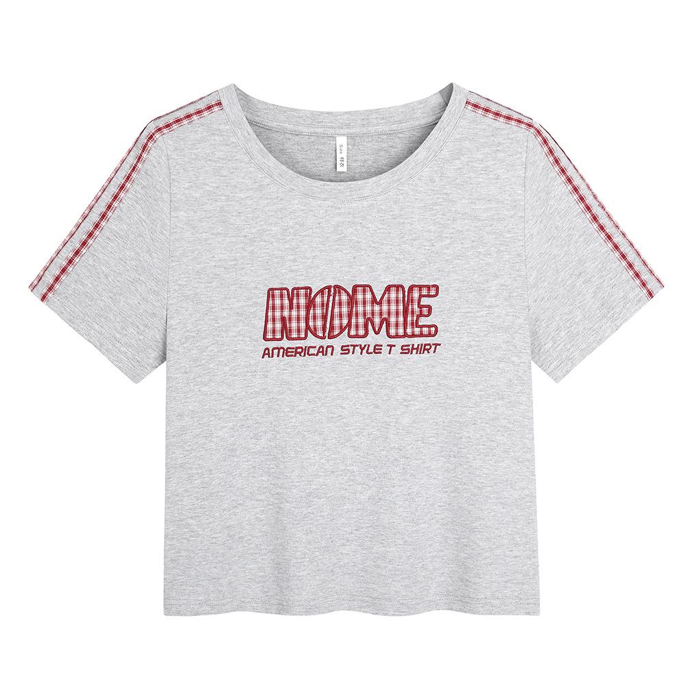 

Plus Size American Style Embroidered Color Block Drop Shoulder T-Shirt 4XL (for 90-100 kg) хизер серый