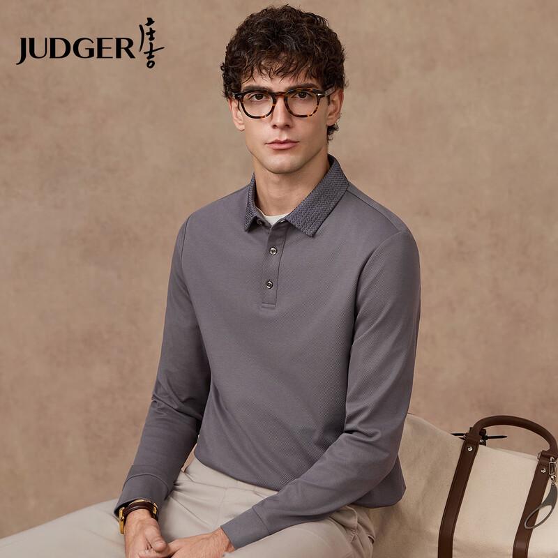 Judger Men s 250g Heavyweight Cotton-Feel Long-Sleeve Polo Shirt 190