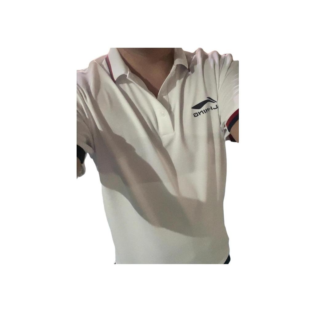 Li Ning Solid Color Polo Shirt Men tops White APLS127-1