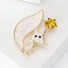 Cute Plate Fox Yellow Star Brooch Corsage Women'S Fashion High-End Temperament Accessories Pin Silk Scarf Buckle