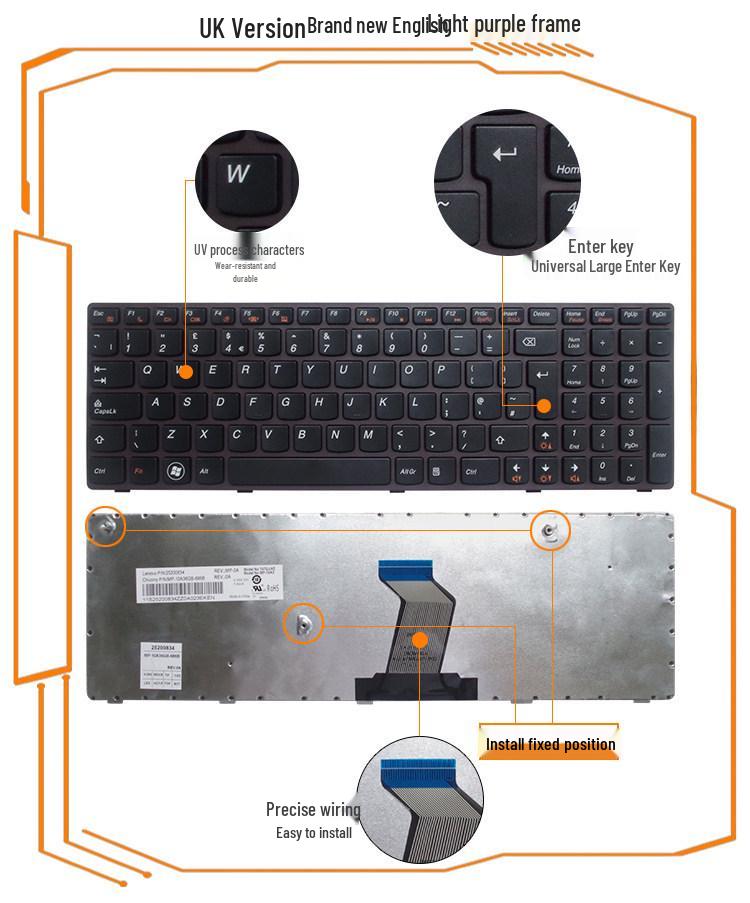 Compatible with Lenovo B570, Z570, Z575, V570, V570C, B590, B575E, V580, B580 Keyboards