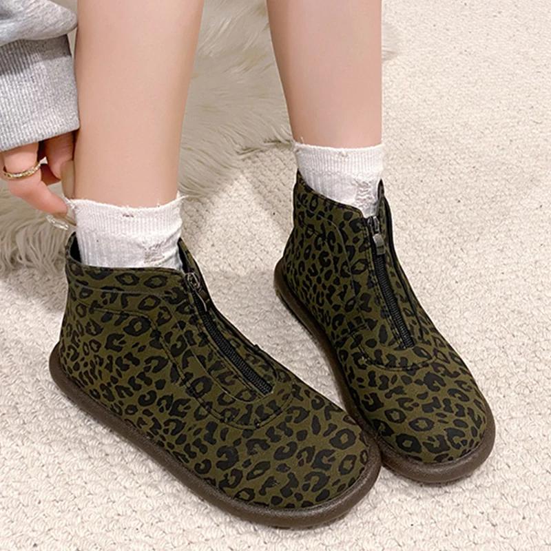 

Леопардовые балетки женские модные ботильоны дизайнерские молнии замшевые повседневные туфли 2025 тренд новый бренд комфорт готика зимние ботинки женские 35