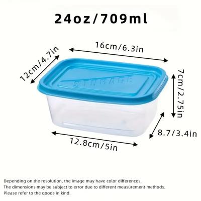 Sześć prostokątnych plastikowych pojemników na żywność o pojemności 709 ml z kolorowymi POKRYWKAMI, pudełka na lunch, odpowiednie do przechowywania owoców i żywności