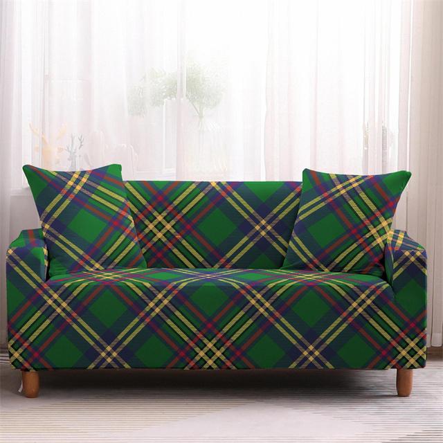 Striped Plaid Printed Couch Cover Sofa Cover For Living Room Elastic L -Shape Anti -Fouling Slipcovers Pets Chaselong Protector