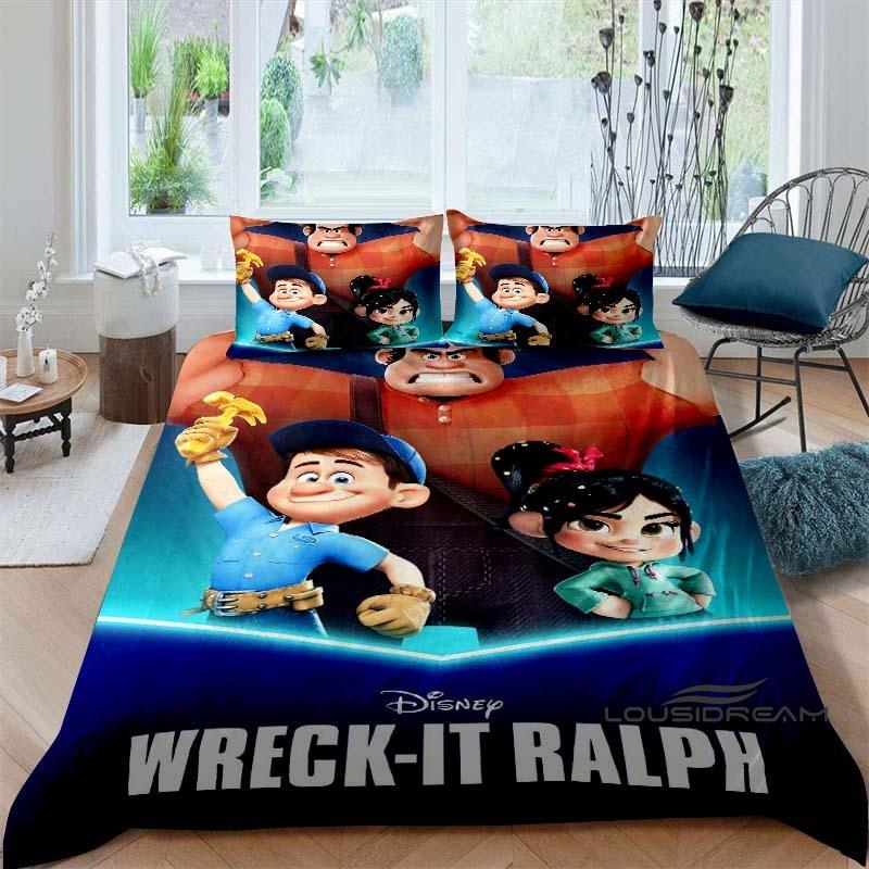 2026 New Animated Film  Wreck-It Ralph  Duvet Cover and Pillowcase Set, Children s Bedding Set, Bedroom Decor 135x200cm