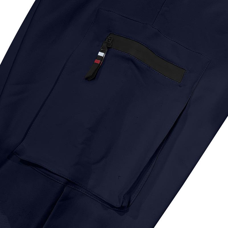 Men's trousers men's summer sports multi-pocket zip workwear elastic Slim drawstring casual sweatpants