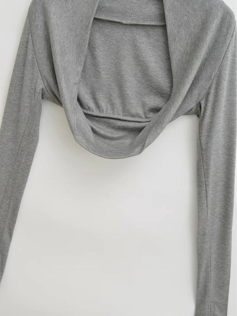 Damen Spicy American Langarm Cropped Sport-Strickjacke mit Daumenloch für Yoga und Tanz