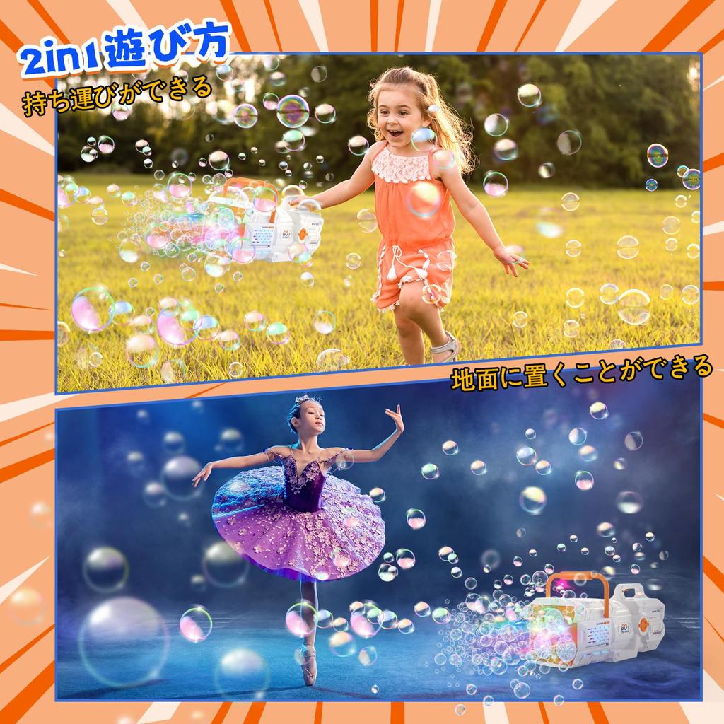 Skirfy Electric Bubble Gun with 60 Volume LED 2 USB Bazooka Shape for Kids and Great for Outdoor and A great gift for boys and girls 2-in-1 Holes,