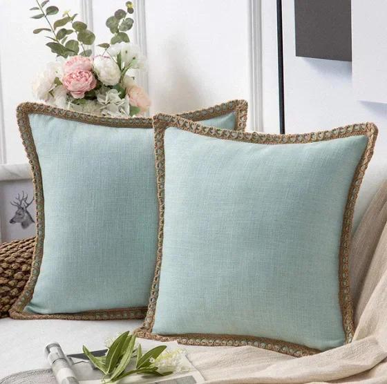1PC Solid Color Throw Pillow Cover 45X45cm Cozy Linen Home Bedroom House Office Square Pillowcase Funda Cojin