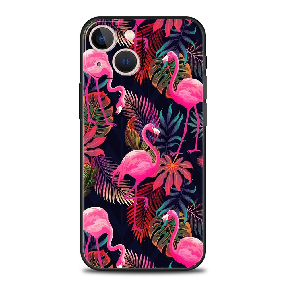 Pink Red Flamingo Luxury Phone Case For iPhone 11 14 15 Pro MAX 12 13 Mini 7 8 Plus X XR XS SE Silicone Shockproof Cover Funda