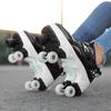 Roller Roller Shoes 4-wheel Deformation Shoes Roller Skates Men's and Women's Adult Runaway Shoes Skating Shoes Shoes with Wheels