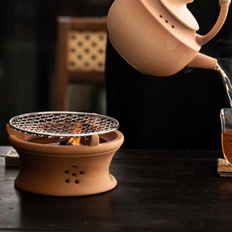 Japanese Style Handmade Clay Teapot Set - Fast Heating Alcohol Burner, Stovetop Safe Gongfu Tea Kit with Kettle & Cultural Gift