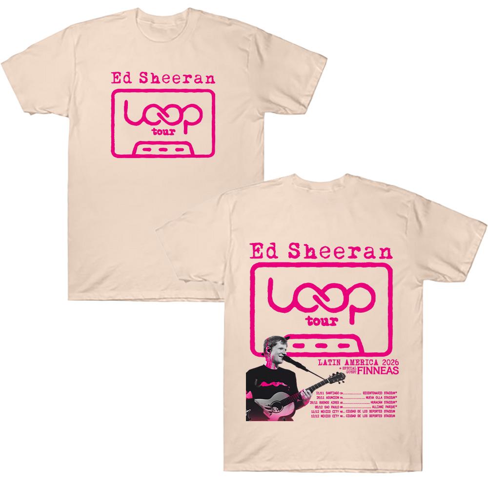 Ed Sheeran Loop Tour LATEINAMERIKA 2026 T-Shirt Übergroßes Grafik-T-Shirt Herren Mode Baumwolle Damen Freizeit Locker Kurzarm-T-Shirt