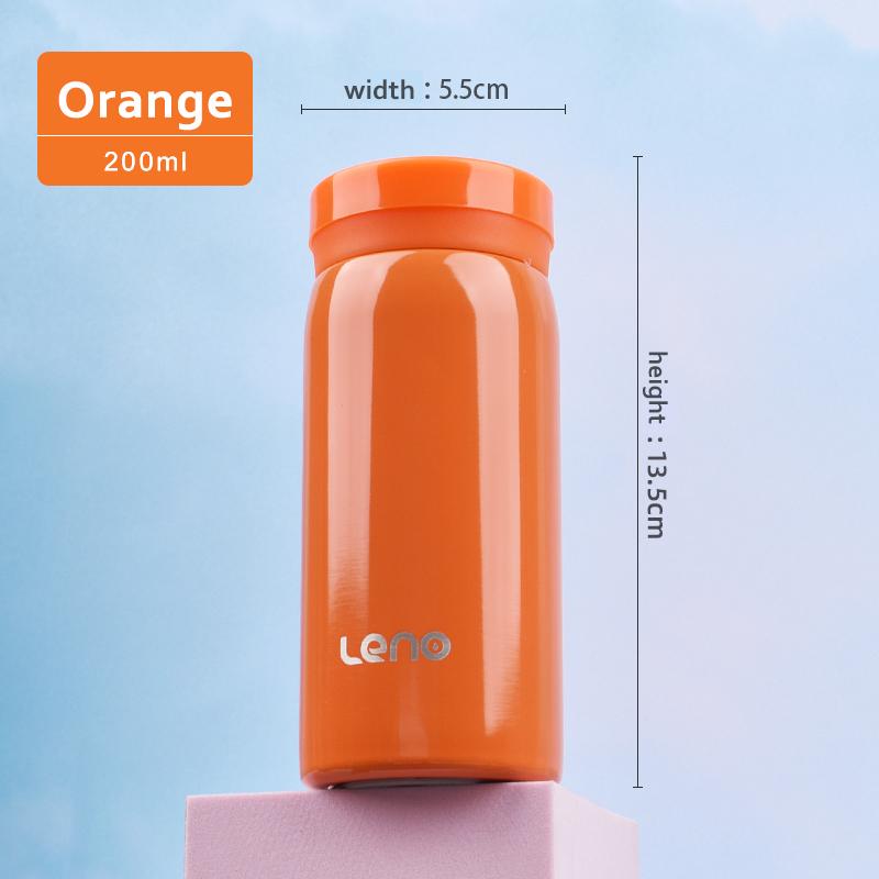 Leno 200ml 304 Stainless Steel Insulated Vacuum Flask, Leak-Proof Travel Mug, Portable Thermos Water Bottle for Office & Travel 201-300ml