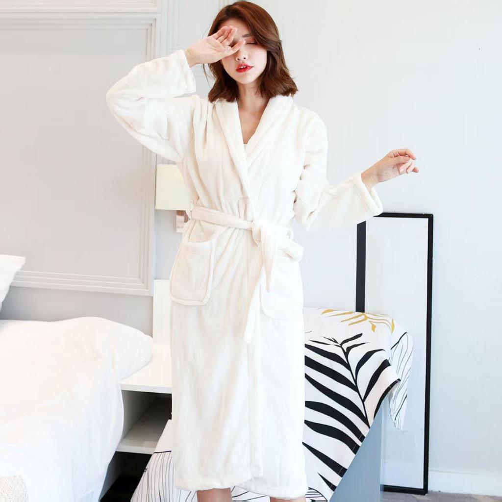 Women's Thickened Flannel Bathrobe - Light Luxury Autumn/Winter Pajamas