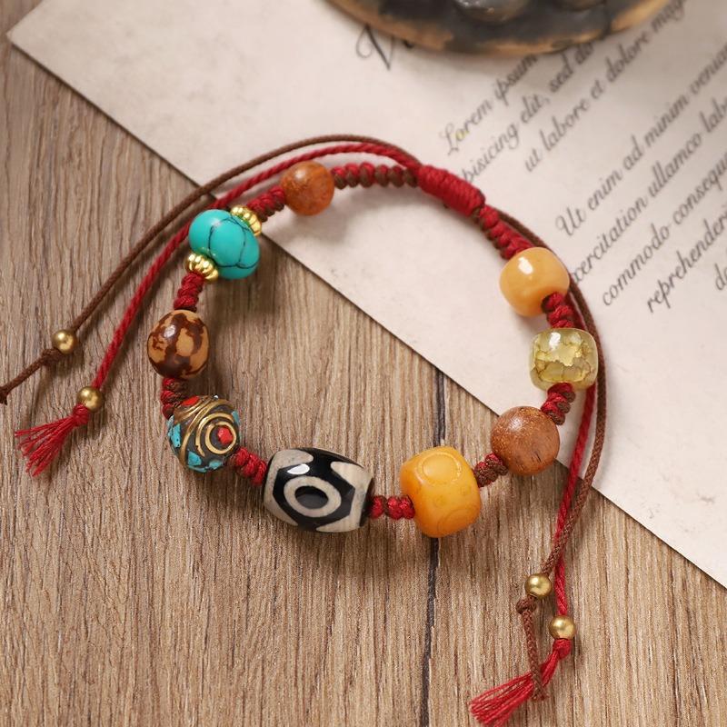 Retro hand-woven bracelet Tibetan dzi bead bracelet niche design men's and women's hand rope accessories