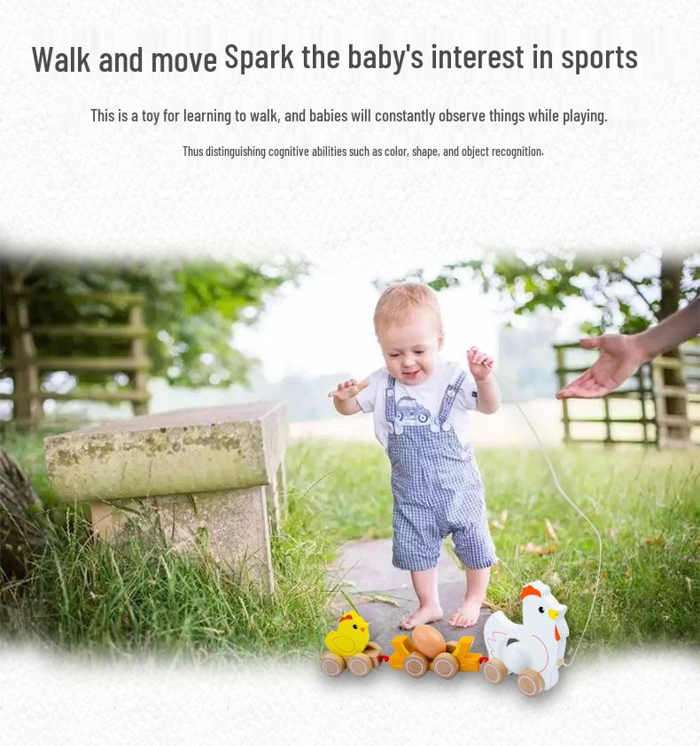 Wooden Pull-Along Chick Toy: Baby Walker for Early Education and Crawling Training