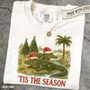 Christmas Alligator T Shirt, Holiday Crocodile Graphic Tee, Funny Florida Tee Everglades Wildlife, Alligator Santa, Tropical Christmas Tee