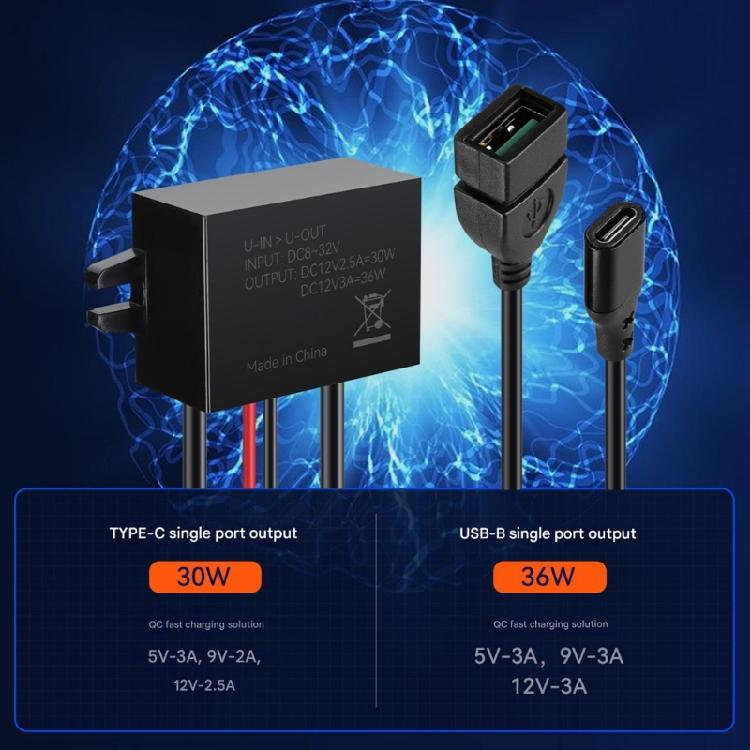 Waterproof 30WPD Type C USB Charger Module 12V 24V Input for Smartphones Tablets in Vehicles Boats