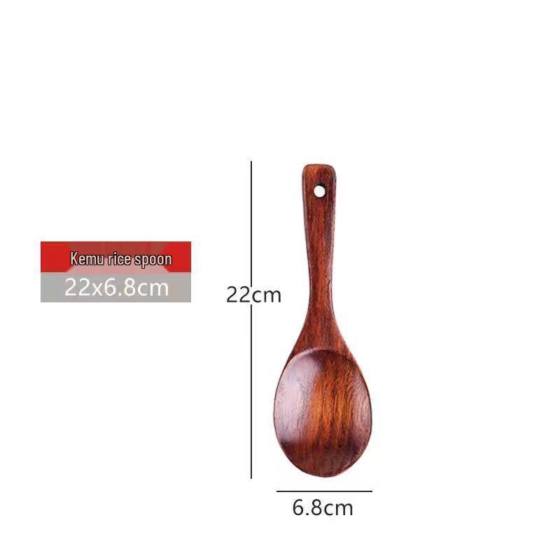 Sour Jujube Wood Long Handle Spoon & Spatula Set - Non-stick, High Heat Resistant, Perfect for Stir-fry & Soup