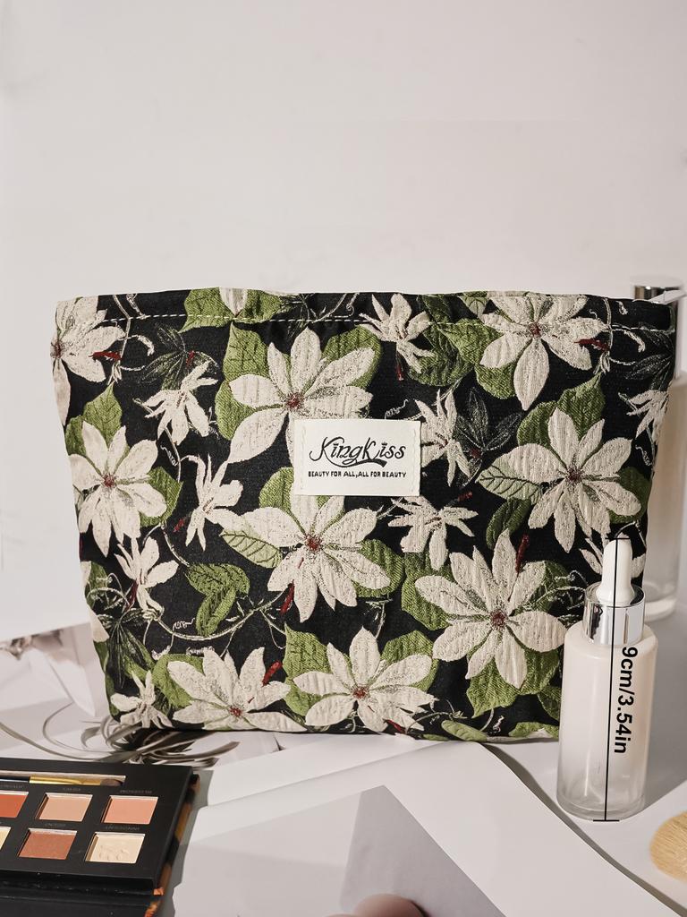 Vintage Flower Women Makeup Storage Handbag Portable Cosmetic Toiletry Organizer Pouch Large Capacity Floral Wash Bag