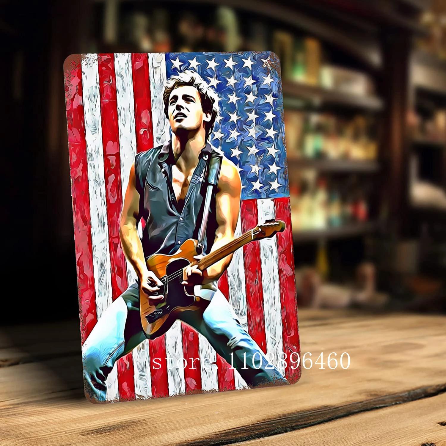 Bruce Springsteen Metallschilder & Schilder Wanddeko Vintage Blechschilder Captain Metallposter Dekoration für Bar Kneipe Club Wanddekoration 20x30cm（7.8x11.8inch）