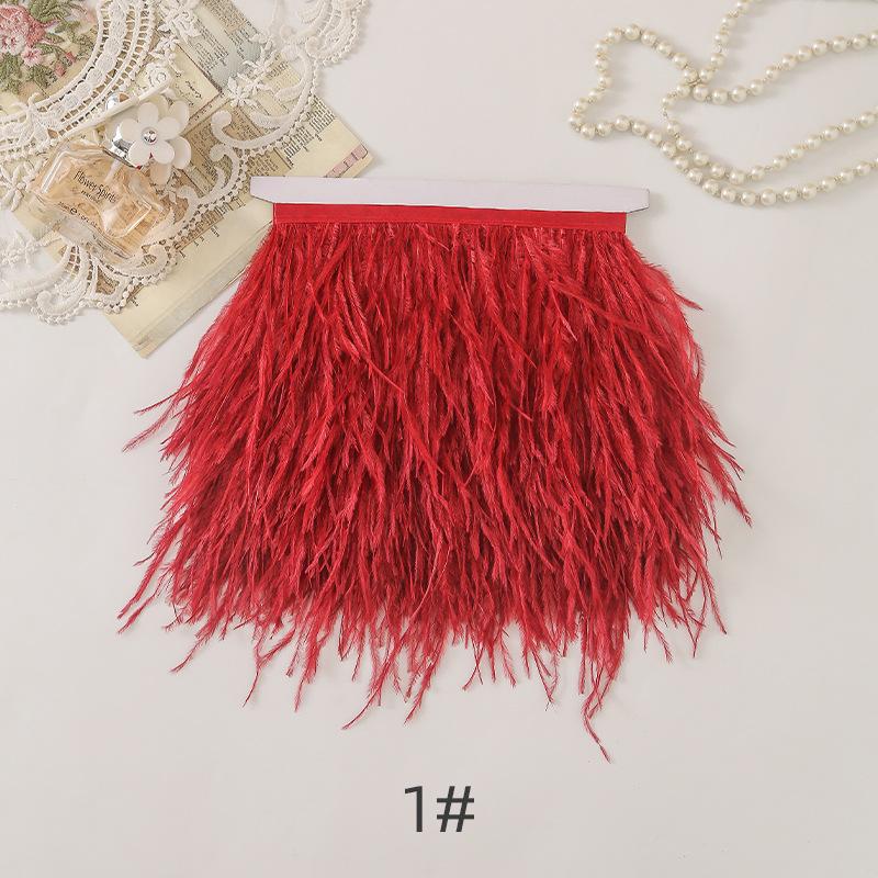 

67 Color Clothing Accessories, 1 Meter Minimum Order On Ostrich Hair Cloth Edge, Decorative Feather Cloth Edge красный
