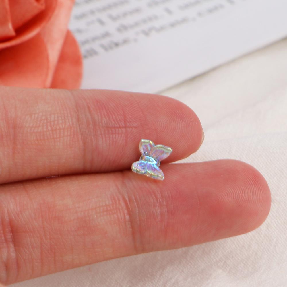 Geometric Transparent Women Titanium Steel Rainbow Stud Earrings Tragus Earrings Butterfly