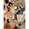 Sheepskin version~ Square head hollow knitting one-word belt versatile soft surface shallow mouth single shoes women