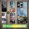 Warmth Art Flowers For iPhone 12,Pro,16,15,Mini,13,17,Max,11,14,Plus,For Magsafe,Magnetic Wireless Charging Case