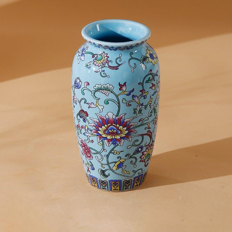 Small Ceramic Vase for  Handmade Elegant Vintage Chinese Painting  Enamel Glazed Porcelain Decorative Vases for Office Home