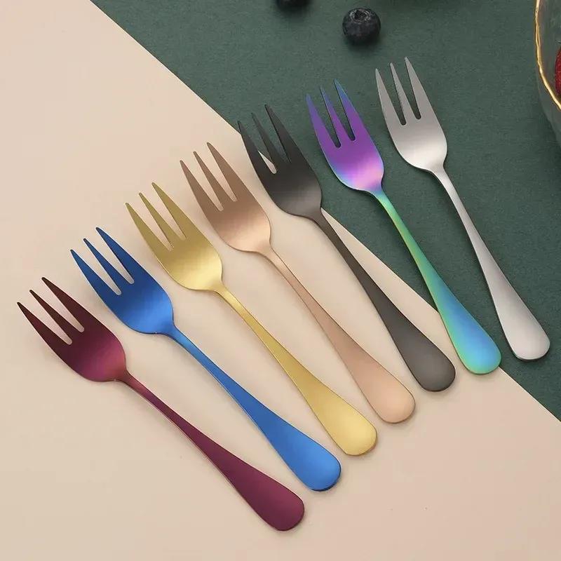 1010 Series Stainless Steel Fruit Fork, Three Tooth Cake, Dessert Fork, Hotel Tableware, Gift, Laser Logo