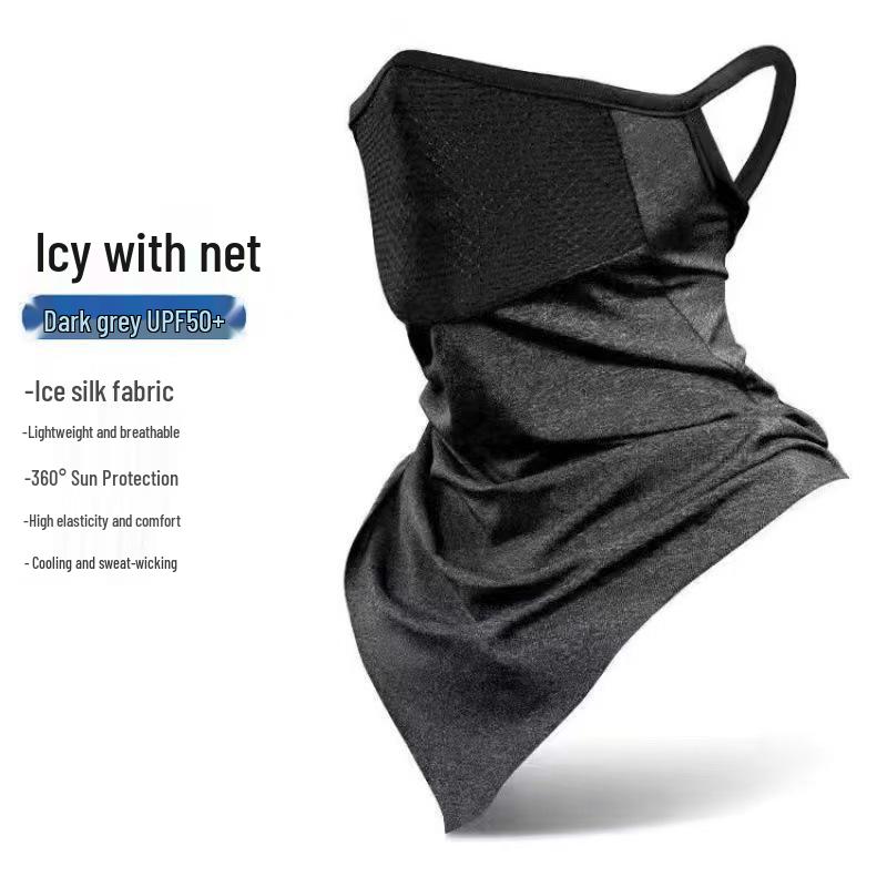 Summer Breathable Ice Silk Cycling Face Mask Scarf with Sun and Neck Protection
