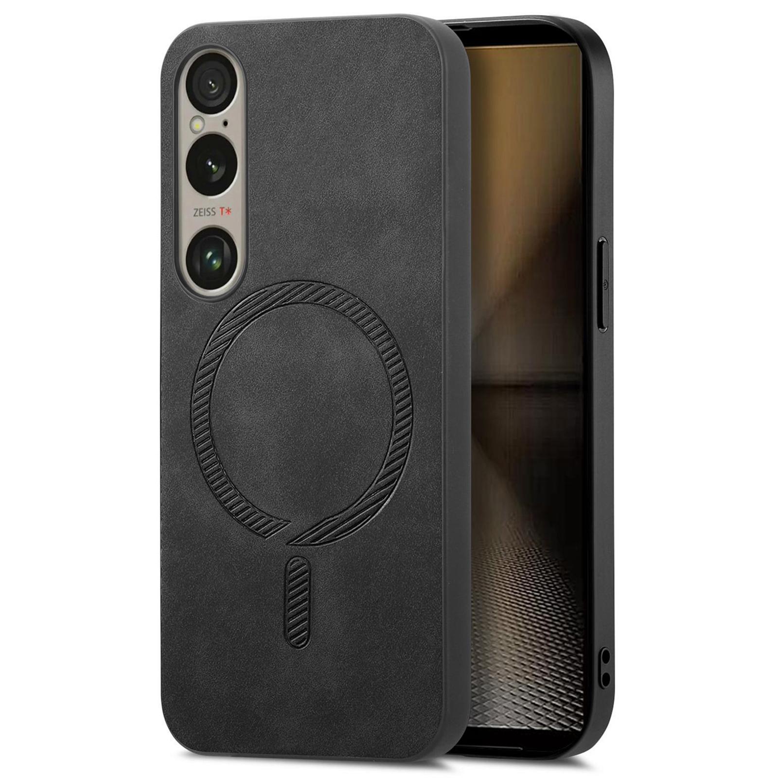 

Кожаная задняя крышка для Sony Xperia 1 VI, совместимая с MagSafe, чехол для телефона с покрытием Skin-Touch Black