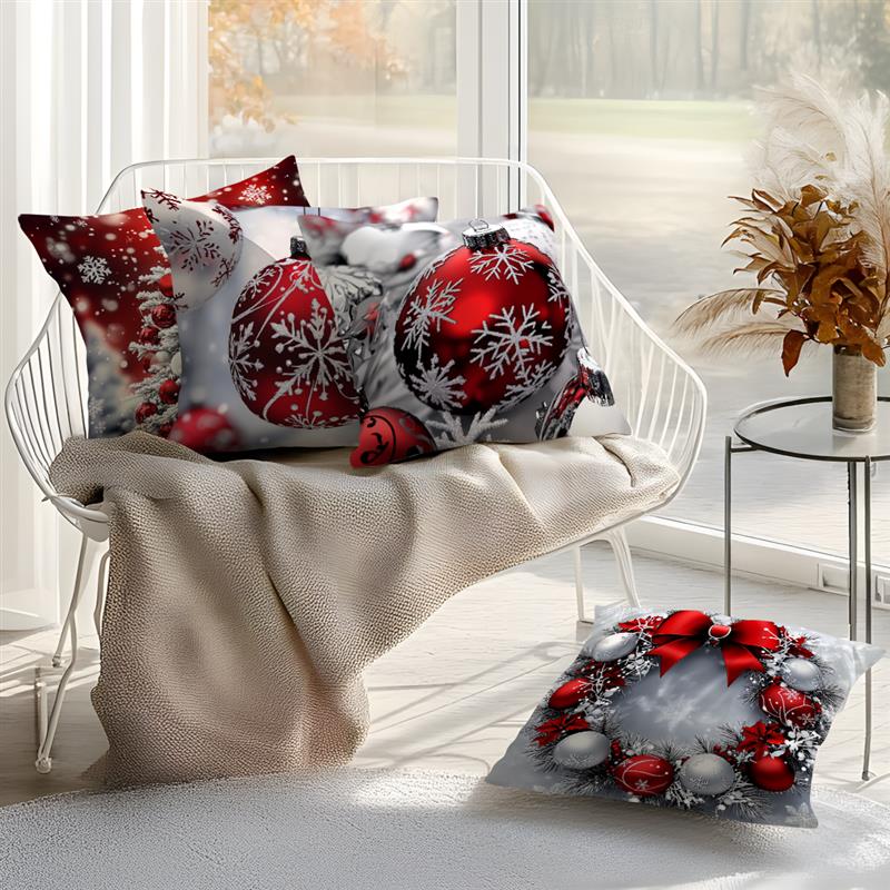 Christmas Cushion Pillowcase Printed 100% Polyester 45X45Cm Throw Pillowcover Decorative Sofa Cushion Pillowslip Home Decor