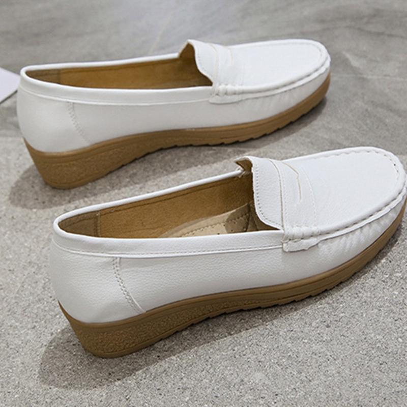 Flat Wedge Heel Breathable Non-slip Shoes Spring and Summer New Korean Style Round Toe Casual Bean Shoes for Women