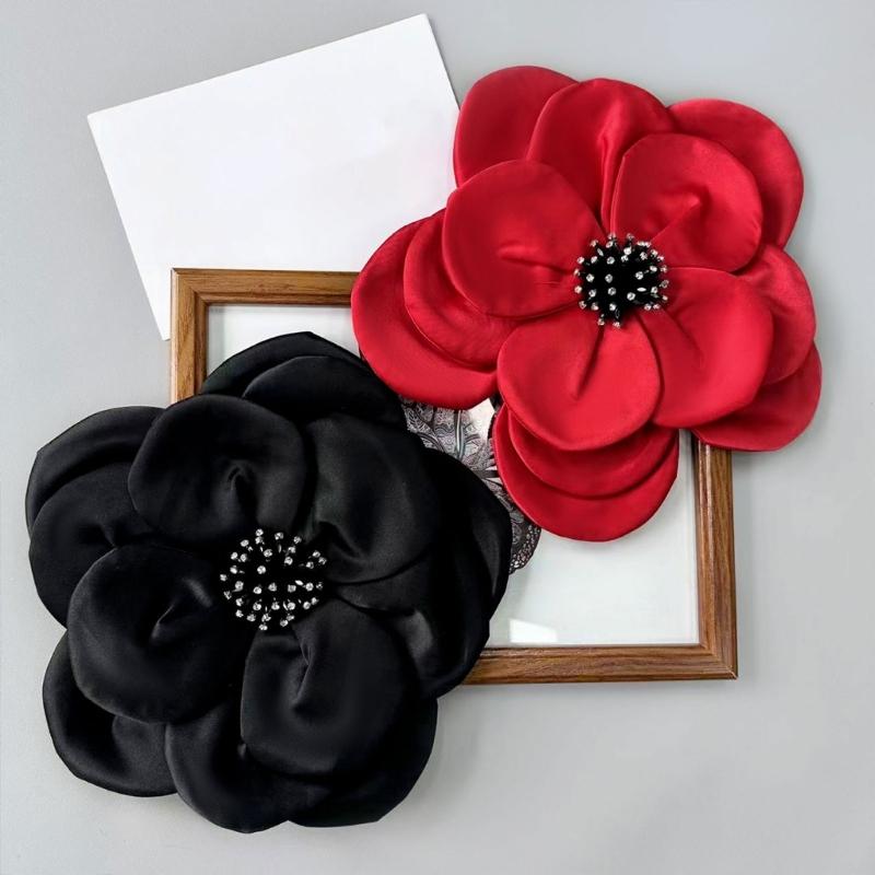 Multi Layer Soft Fabric Large Flower Brooch Stylish Breastpin for Dresses and Tops Floral Shaped Corsage Party Accessory