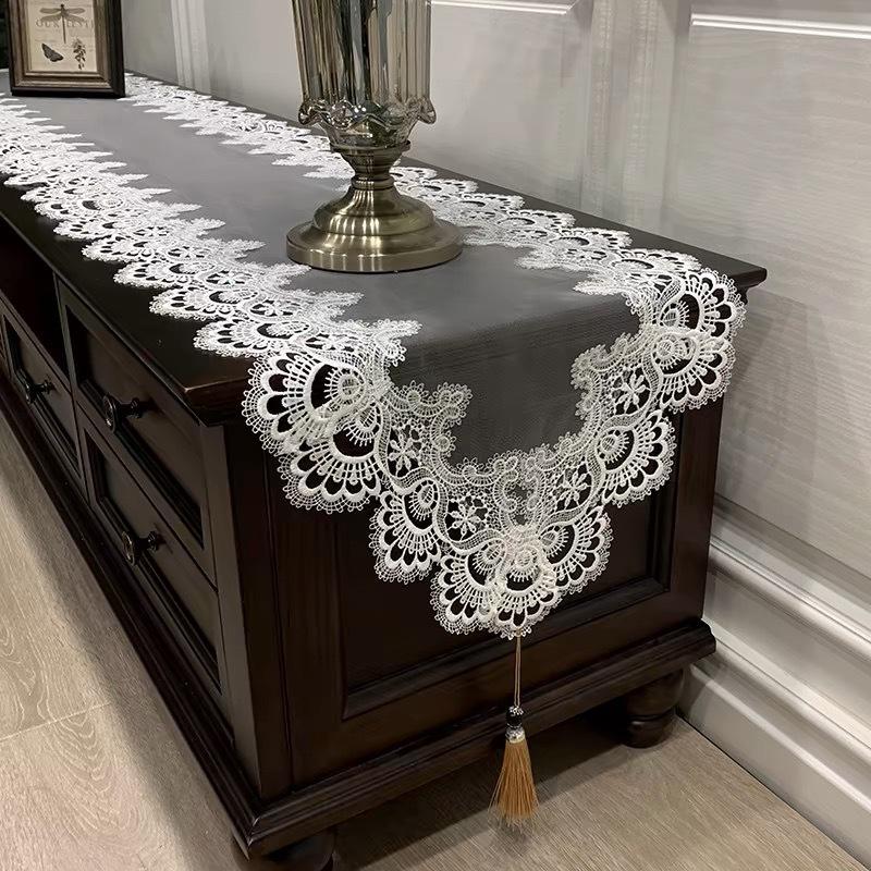 Lace Table Flag Fabric Dust Cover Fringed Household Tv Cabinet Shoe Cabinet Coffee Table Tablecloth